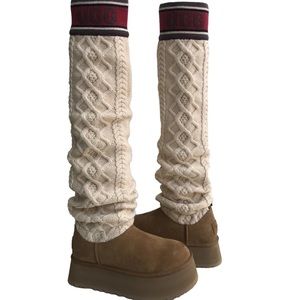 UGG Women's Knit Tall Boots - Cream and Brown